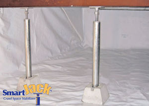 Crawl space structural support jacks installed in Woodmere