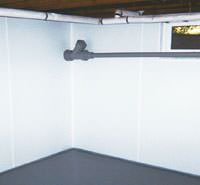 basement vapor barriers on the walls in a formerly leaky basement in Islip Terrace, LI