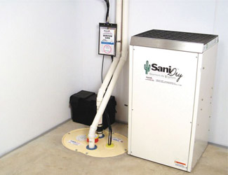 a complete basement waterproofing system installed in a Smithtown home